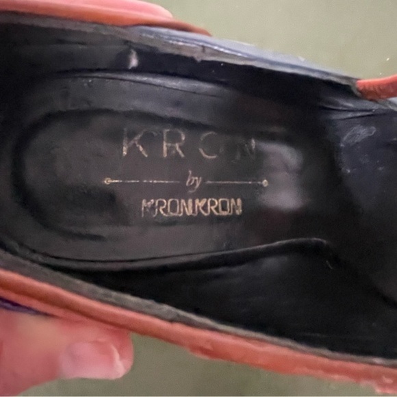 Kron by Kronkron Platform Multi Color Patchwork Peep Toe Mary Jane Heels *Spain* - Picture 8 of 14
